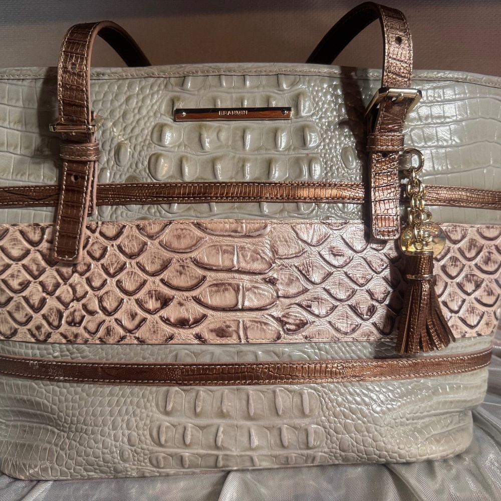 Silver Sage York Medium Asher Genuine Leather Brahmin